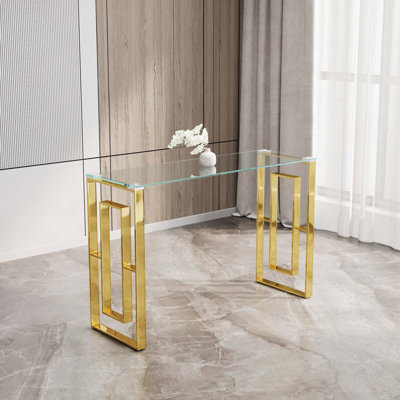 Console en acier inoxydable et verre