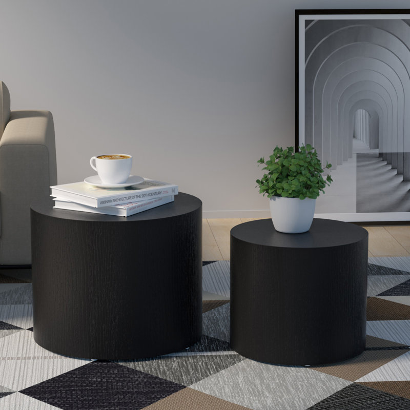 Panneau de fibres à densité moyenne avec placage de frêne / chêne / placage de noyer / table basse / table de bout / ensemble de 2 tables gigognes pour le salon