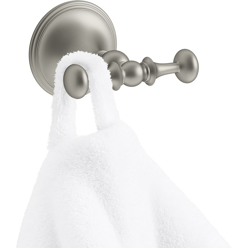 Decorative Double Robe Hook, Vibrant Brushed Nickel