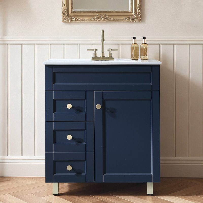 30" Modern Blue Free-Standing Single Bathroom Vanity Set