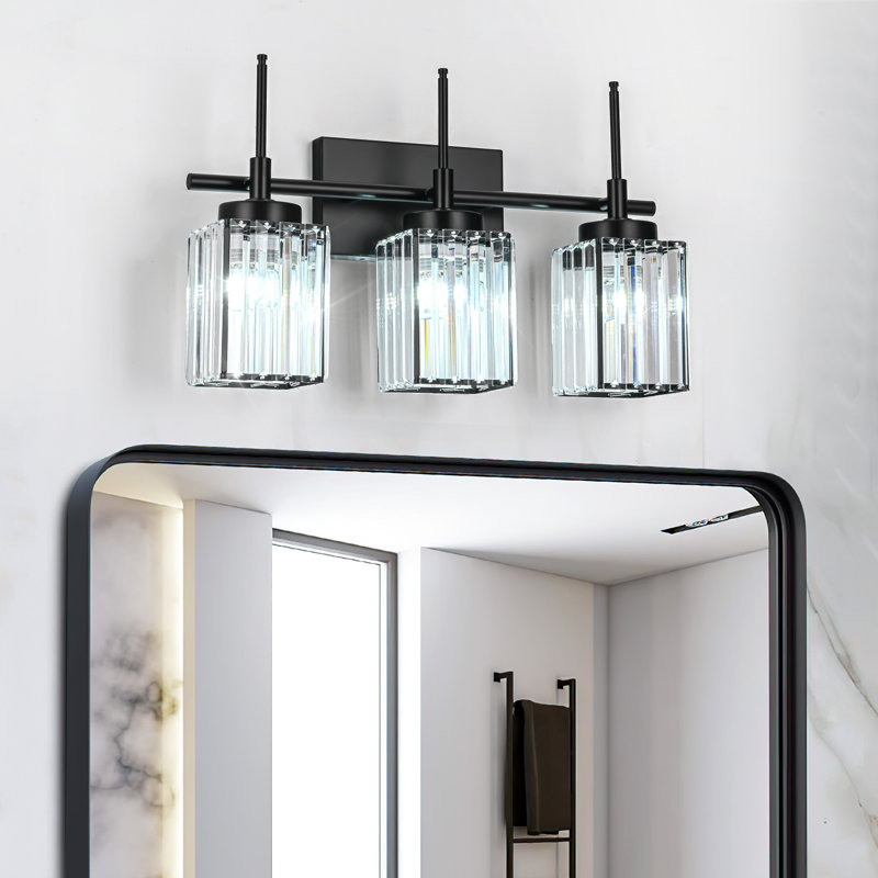Edgars Modern Crystal Dimmable Vanity Light, Black, 3