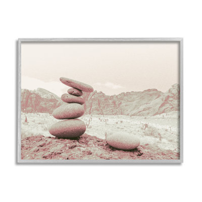 «Zen Rocks Stacked Desert Canyon Monochromatique Landscape» par Ziwei Li - photographie sur toile