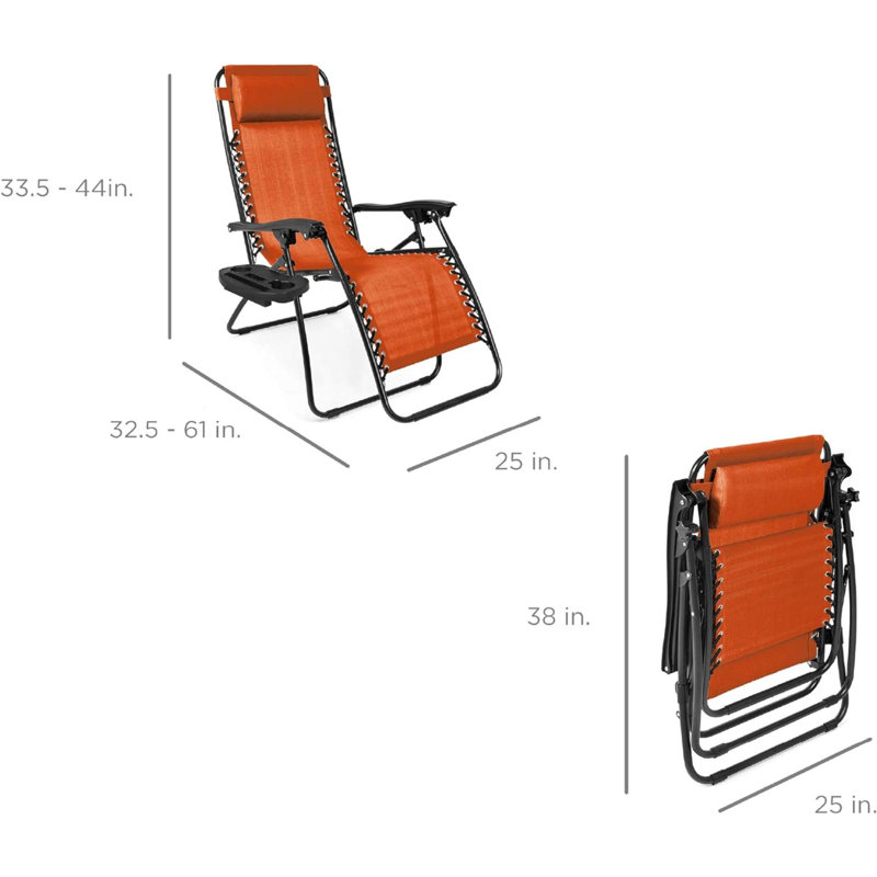 Fauteuil inclinable Sou Zero Gravity avec coussin, Orange