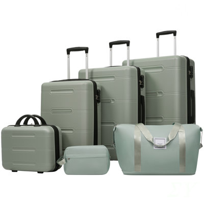 6 Piece Luggage Set,Lightweight Hardshell Suitcase with Double Spinner Wheels Handle Password Lock,14 IN Cosmetic Case 20/24/28 IN Luggages with Duffel Bag and Toiletry Bag, Luggage
