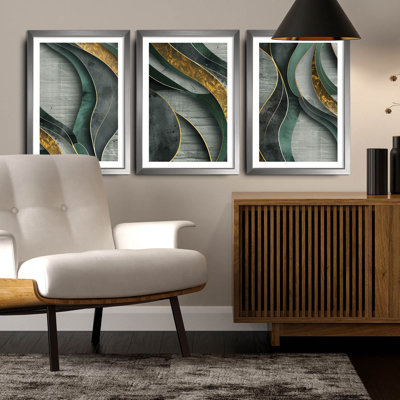 Elegant Decorative Framed MDF Painting Set (3 Pieces), 15.0 x 21.0 inches Each | 100% MDF with 0.1-inch Thickness, Wooden Frame with 0.8-inch Thickness | Perfect for Living Room & Office Décor, Stylish & Modern Design