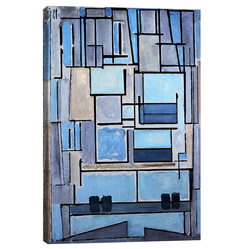 «Composition No. 9, 1914» par Piet Mondrian - reproduction d'art sur toile, Toile, H 12 po x l 8 po x P 0,75 po