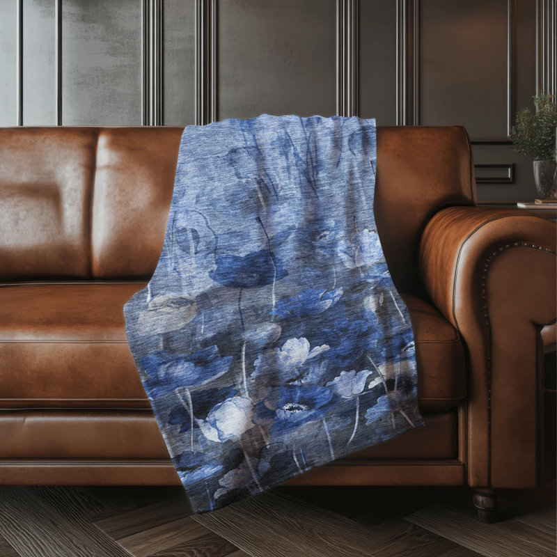Jeté floral Sherpa ASB613 Addison, Bleu
