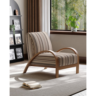 Chinese Luxury Style Printed Fabric Accent Armchair with Carbon Steel Frame for Living Room & Bedroom
