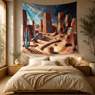 Southwestern Landscapes Pueblo Inspired 126 Wall Tapestry
