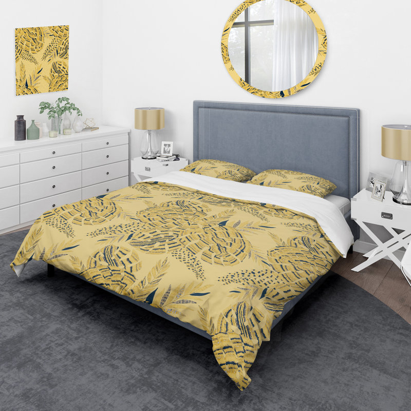 Ensemble de housse de couette en microfibre doré / noir / gris 3 pièces