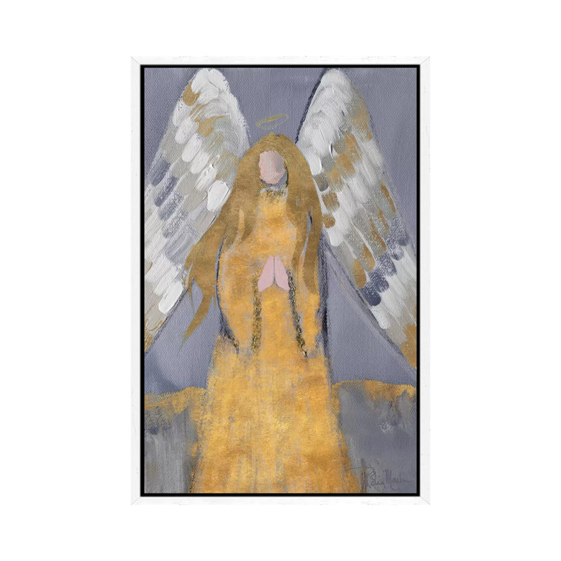 Gold And Silver Angel by Robin Maria - Painting on Canvas, 66.04 cm H x 45.72 cm W, White Framed