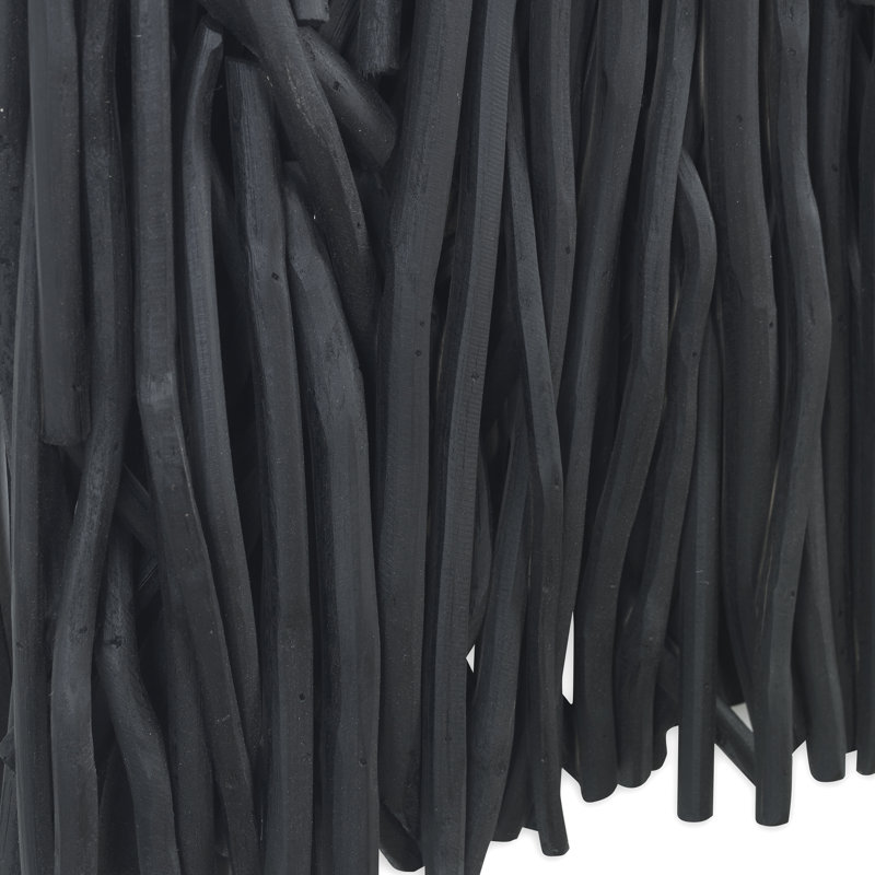 Décoration murale carrée en teck frotté Loon Peak®, Noir, noir, noir, noir