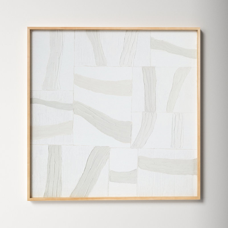 Milas Textured Geometric Acrylic Painting on Canvas with Pine Frame