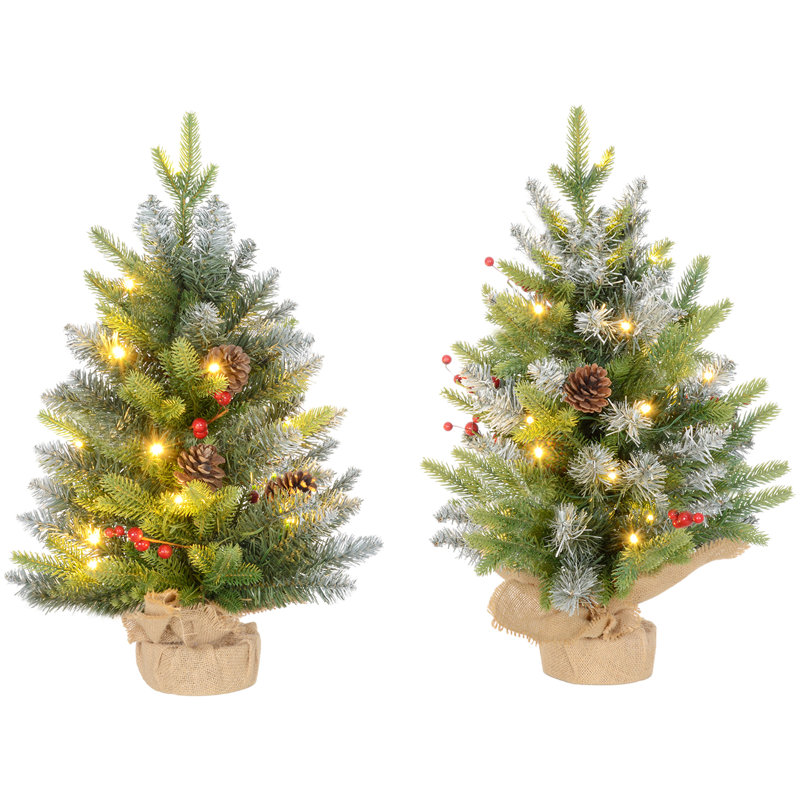 60cm H Lighted Artificial Pine Christmas Tree