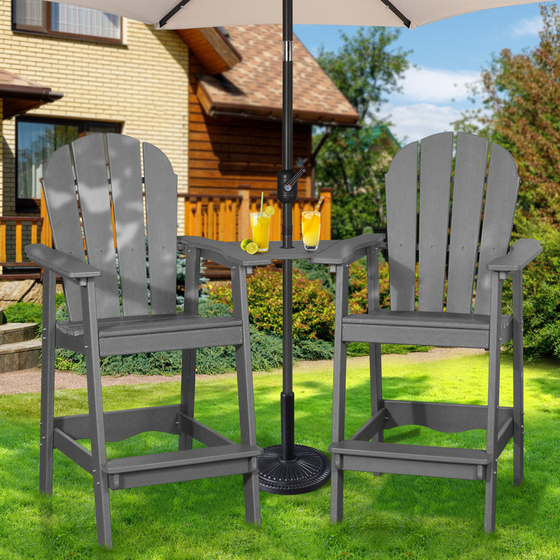 Ensemble de chaises haute en PEHD Adirondack avec table, Noir