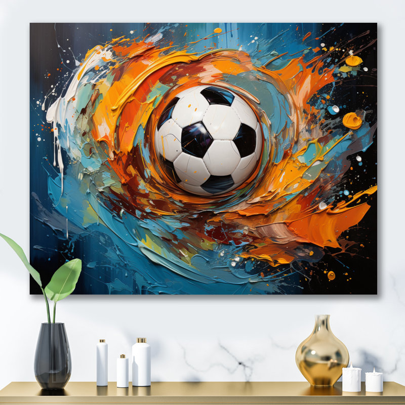 Soccer Ball Kaleidoscope I - Sports Canvas Art Print, H 24 po x l 32 po x P 1 po, Toile tendue
