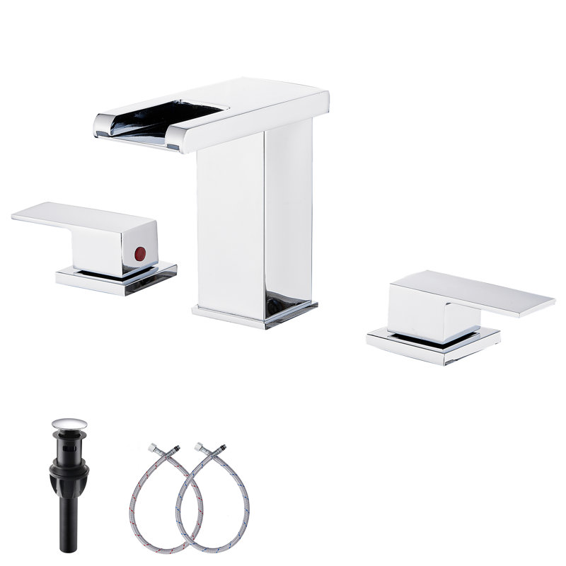 2-handle Bathroom Faucet with Drain Assembly, Polished Chrome
