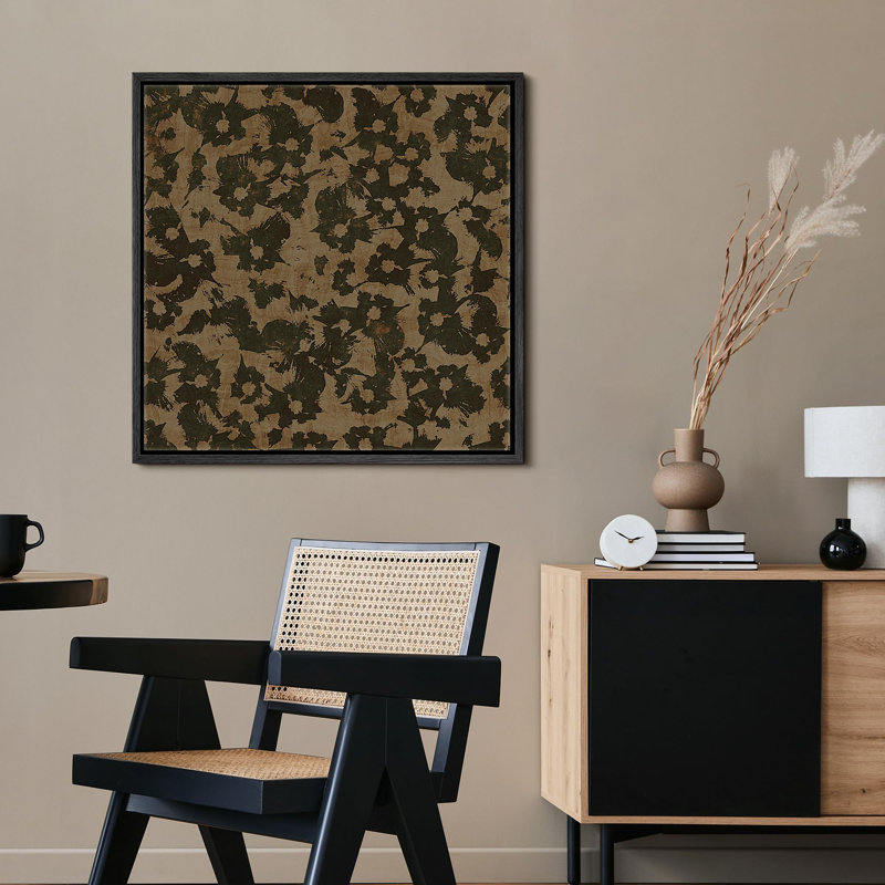 «Vintage Abstract Foliage Modern Botanical Wilderness Rustic French Country», H 24 po x l 24 po, Noir