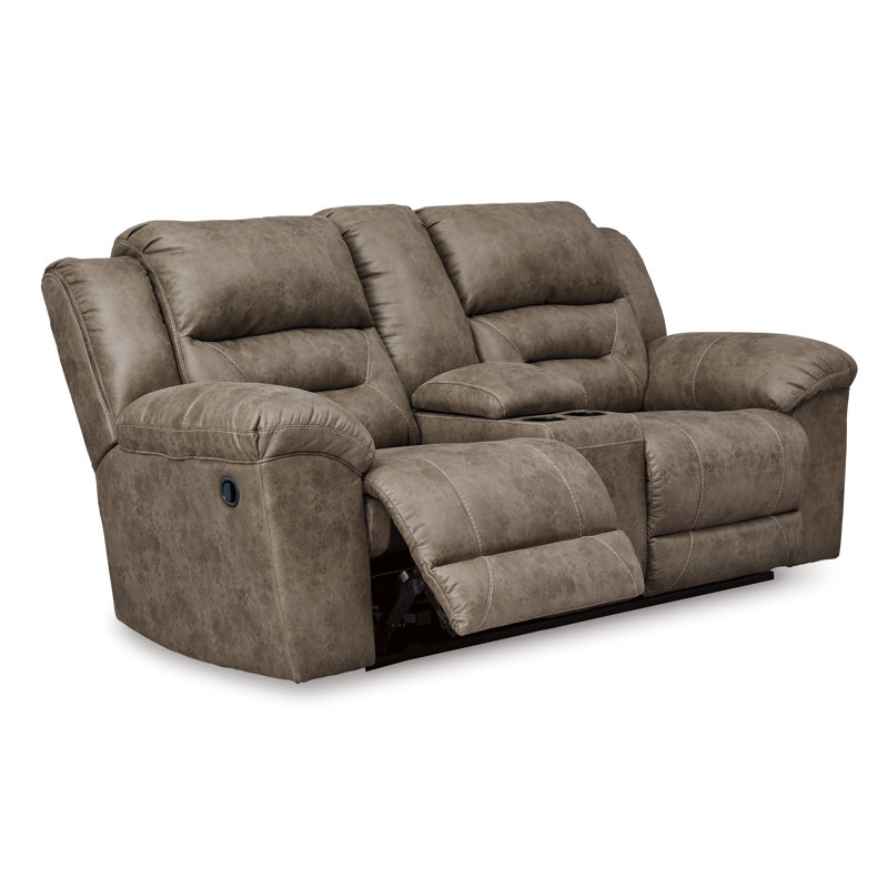 Kanhaya Reclining Loveseat with Console, Gray