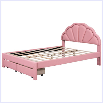 Modern Upholstered Platform Bed with Seashell Shaped Headboard -  Brayden StudioÂ®, 3828424BD983455FB0AF4FCBC9261289