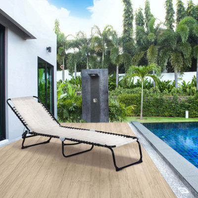 Chaise longue de piscine pliante, chaise longue de patio, chaise longue d'extérieur avec dossier inclinable à 4 positions, siège en filet respirant pour la plage, la cour, le patio