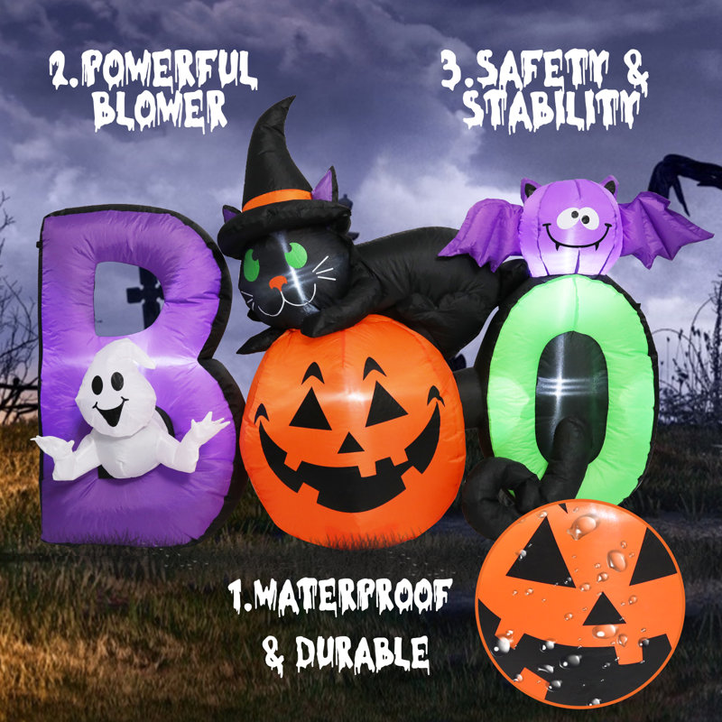 Halloween Inflatables Outdoor Decorations - 6 ft. Pumpkin Inflatable with Ghost