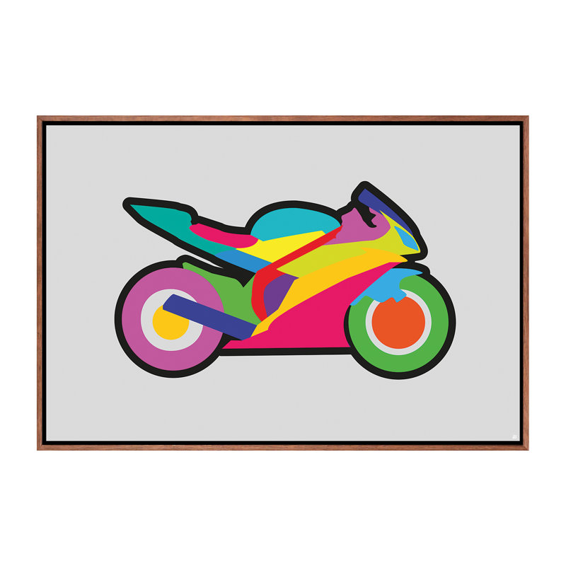 «Motorbike» par Yoni Alter, reproduction d'art graphique sur toile, H 26 po x l 40 po x 1,5 po, Toile avec cadre brun