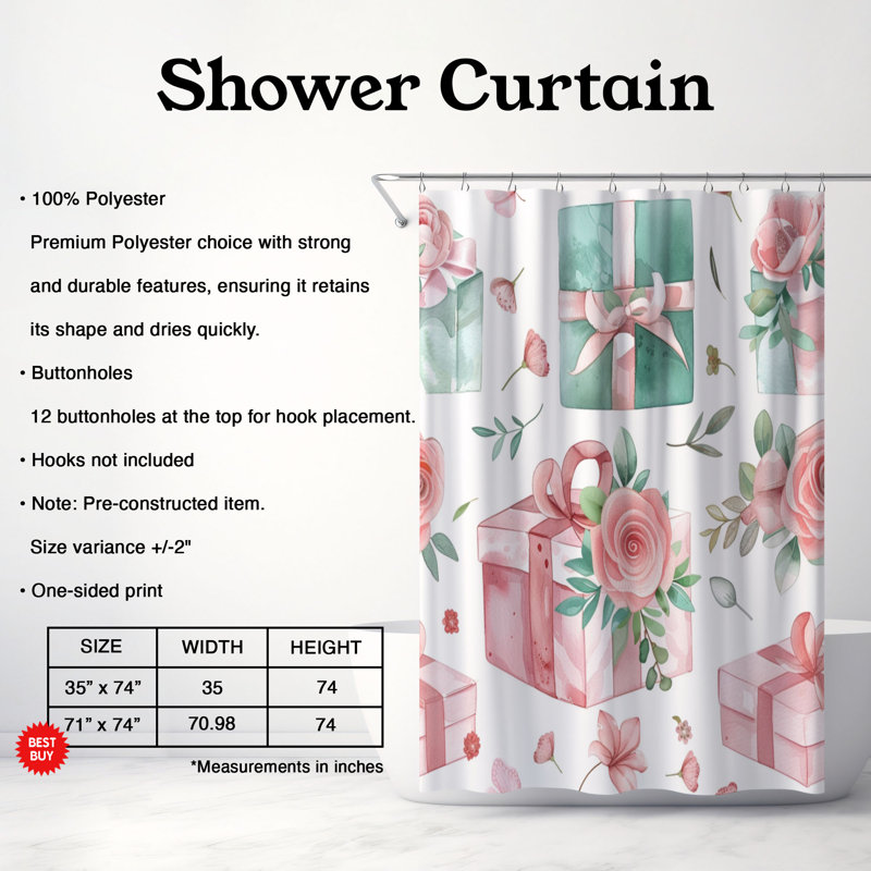 Sweet Gift - Rideau de douche Premium, H 74 po x l 71 po
