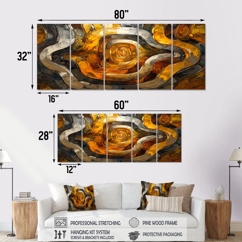 Ojani - décoration murale Mid-Century - art mural moderne, H 32 po x l 80 po, 5