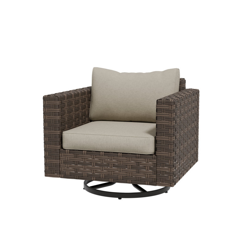 Fauteuil oscillant pivotant avec coussins Wicker