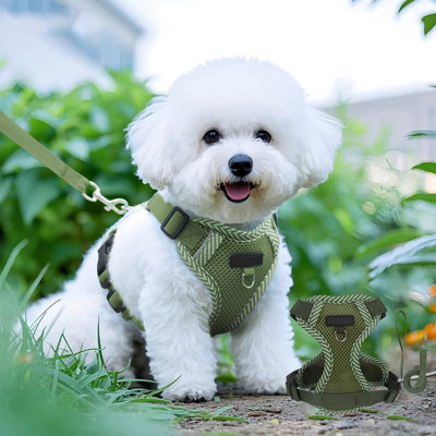 Pet Sleeveless Leash Harness Reflective Breathable For Cats Dogs Walking, Green