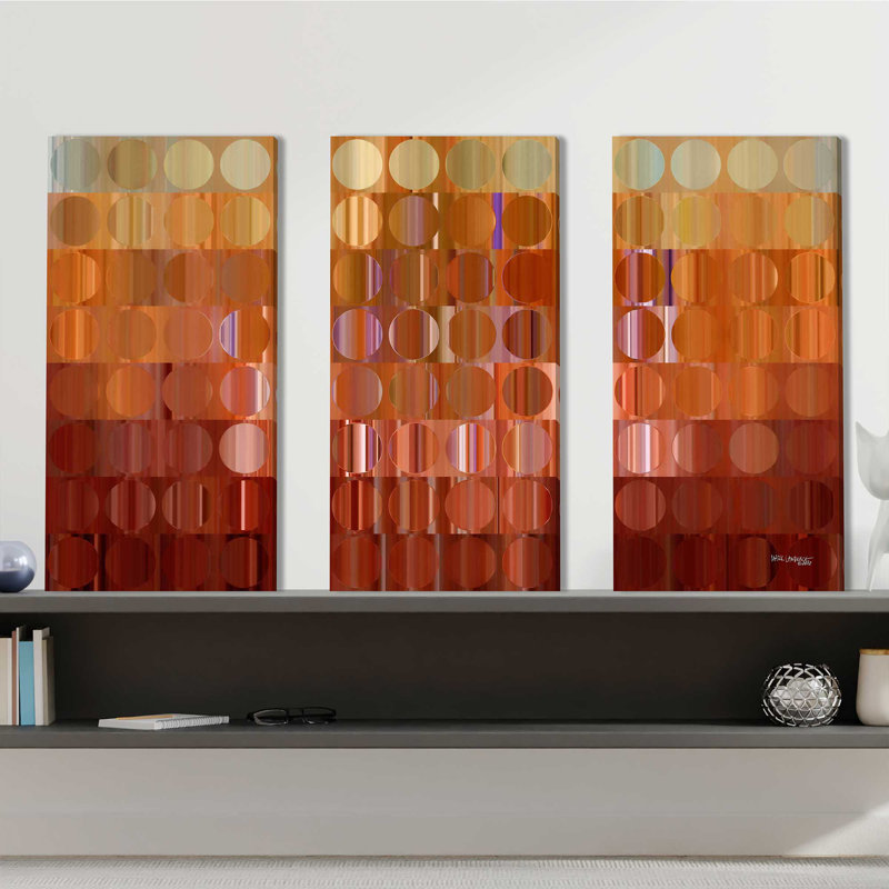 «Circles and Squares # 16» par Mark Lawrence, impression sur toile tendue 3 pièces, H 24 po x l 36 po x P 0,75 po