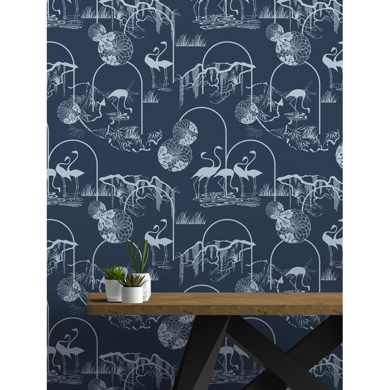 Yuki Osada Toile Wallpaper Double Roll, White/Blue