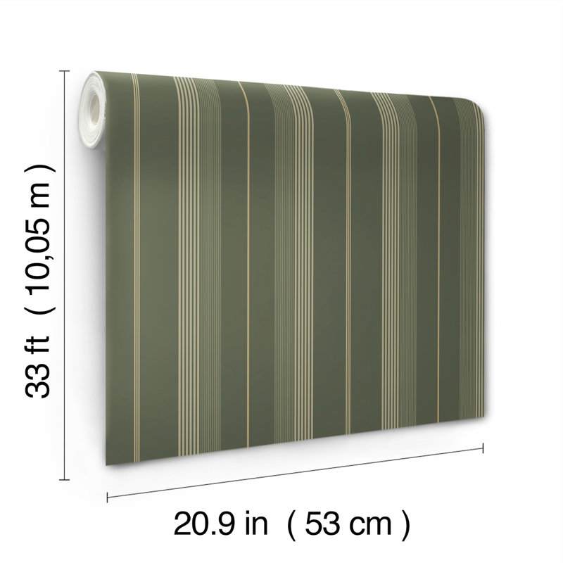 Papier peint à rayures Evergreen, Vert