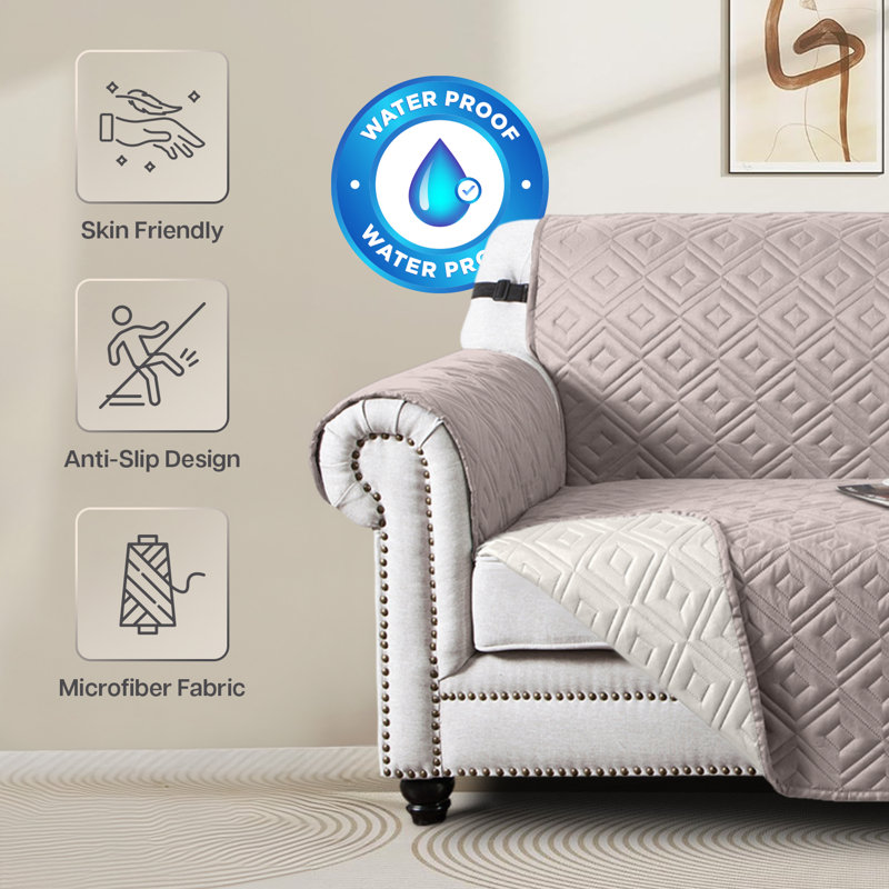 Reversible Waterproof Sofa Protector - Dual-Sided Sofa Protector Slipcover, 179cm H x 224cm W - (2 Seater), Beige/Cream