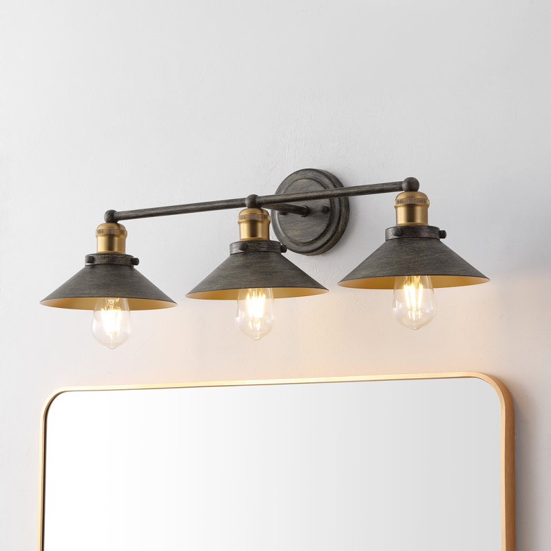Éclairage pour meuble-lavabo en métal Bagatelle, Gris foncé rustique / or laiton, 3