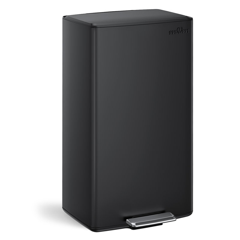 Poubelle de cuisine en acier inoxydable 10,6 gallons avec pédale pliable Mvm Black, Noir
