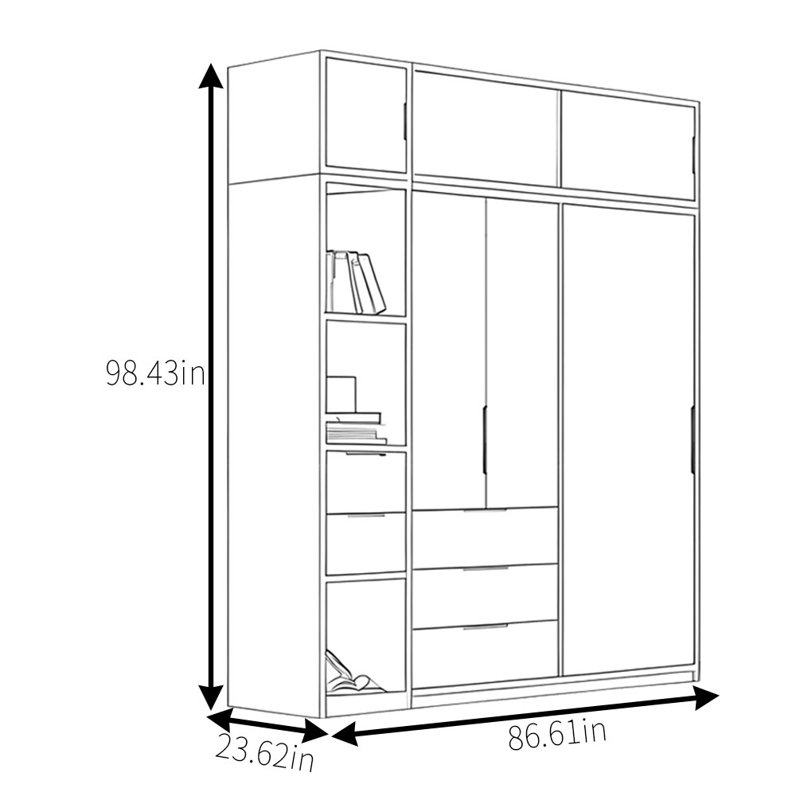 Penderie moderne moderne, H 98,43 po x l 86,61 po x P 23,62 po