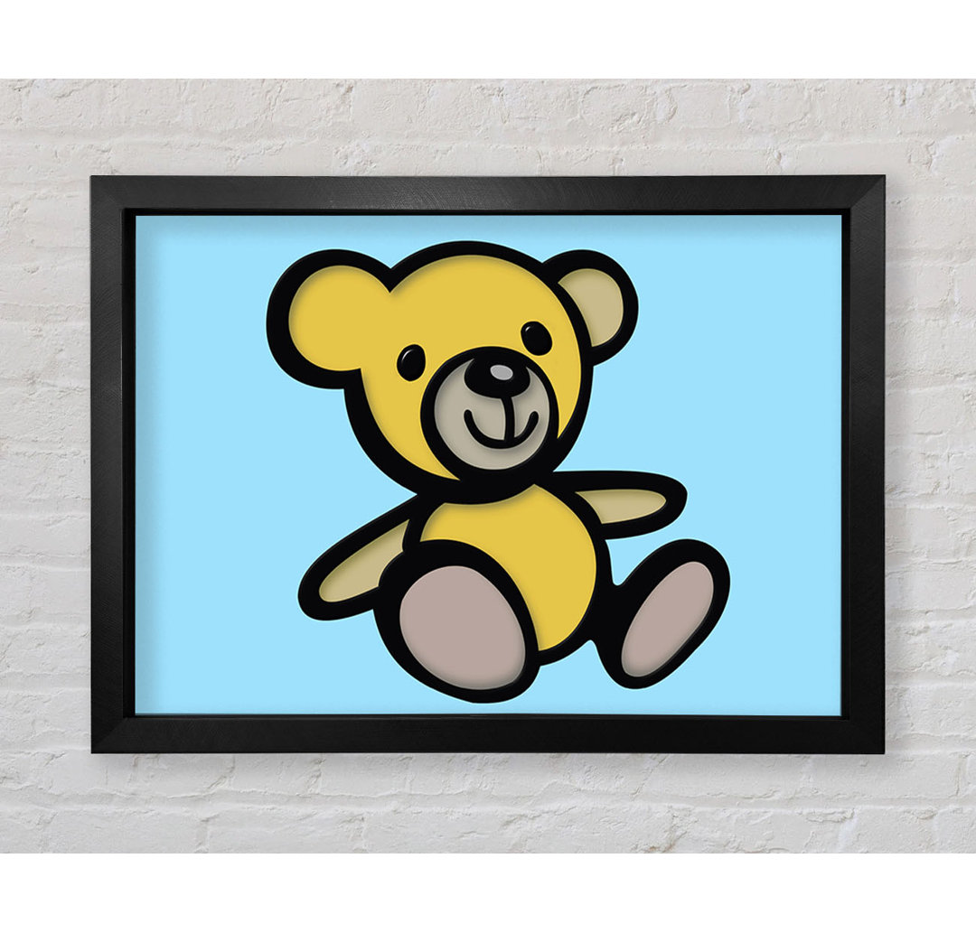 Gerahmtes Leinwandbild Teddy Bear Cartoon in Rosa