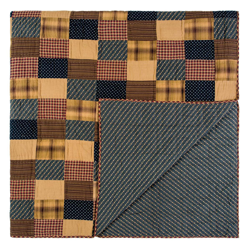 Patriotic Farmhouse / Country Cotton Patchwork Quilt, Queen Quilt