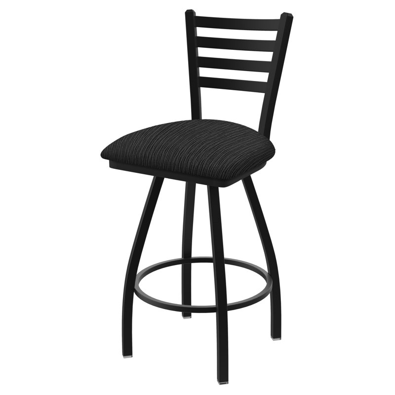 Tabouret de bar pivotant de 36" Evers, Noir froissé, Tissu - charbon graphique, Extra Tall (36” Seat Height)