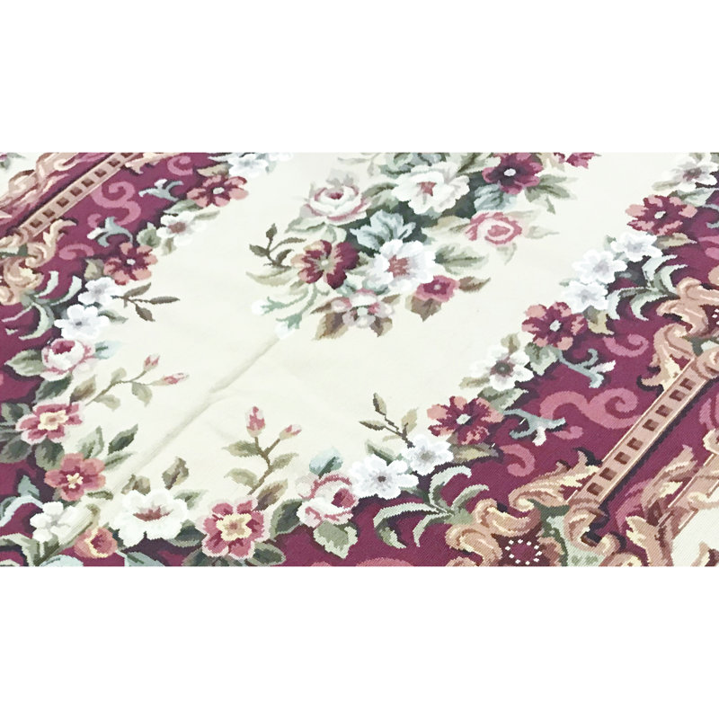 Tapis rouge et ivoire noué à la main de haute qualité