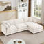 Canapé modulaire spacieux en forme de L en chenille pour la vie moderne, beige