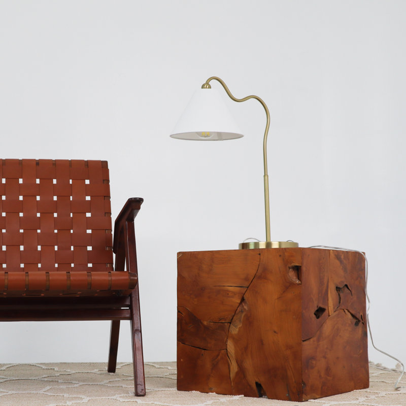 Bonnay Table Lamp with Gold Brass Curved Base