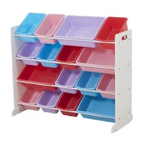 TheLAShop Multi-Color 3-Tiers Kid's Toy Organizer with 9 Storage Bins –