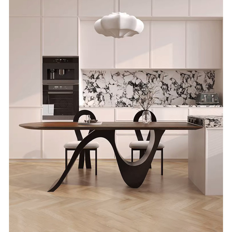Table de salle à manger en bois massif avec pieds de table créatifs de style médiéval, H 29,53 po x L 55,12 po x l 31,5 po