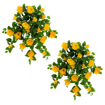 24In. UV Resistant Artificial Hibiscus Hanging Plant (Indoor/Outdoor) - Set Of 2