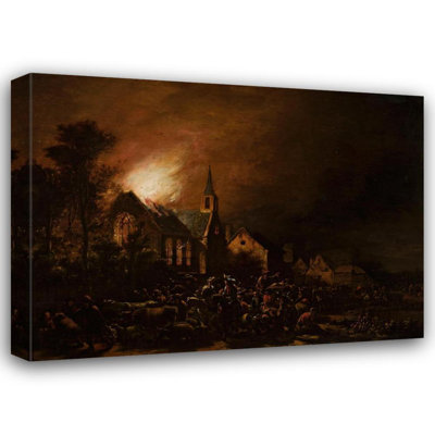 «Church on Fire» par Egbert Van Der Poel - Art mural sur toile tendue avec châssis