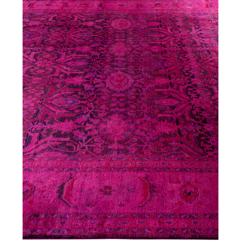 Tapis rose contemporain en laine noué à la main Celis 8 pi 1 po x 10 pi 5 po