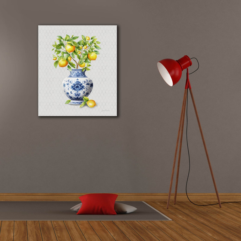  «Lemons And Chinoiserie B» par Jean Plout, art mural sur toile, 26 po x 30 po